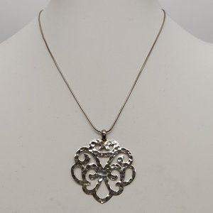 Silpada Eden Sterling Silver 925 Hammered Cut Out Pendant Necklace 18" + 2"